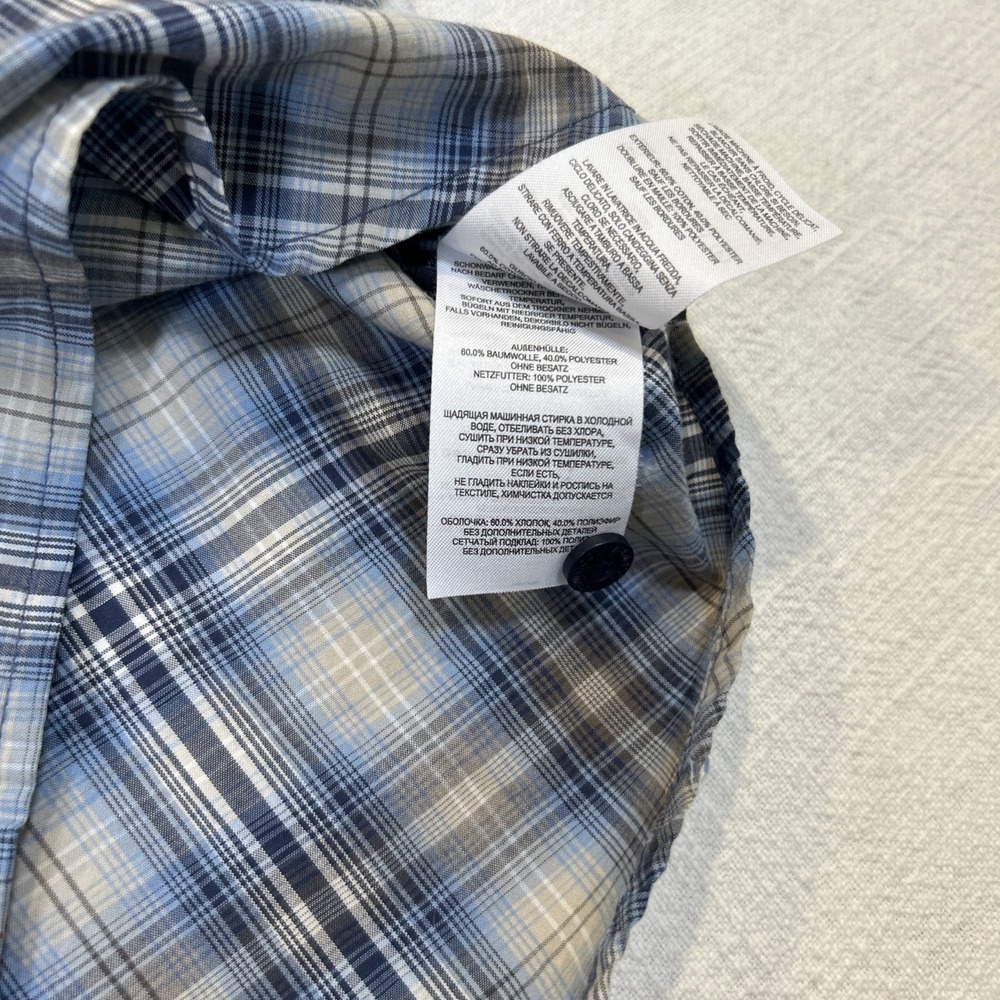 Columbia Shirt Mens Blue Plaid Button Long Sleeve L Zipper Pockets Regular Fit - Picture 6 of 8